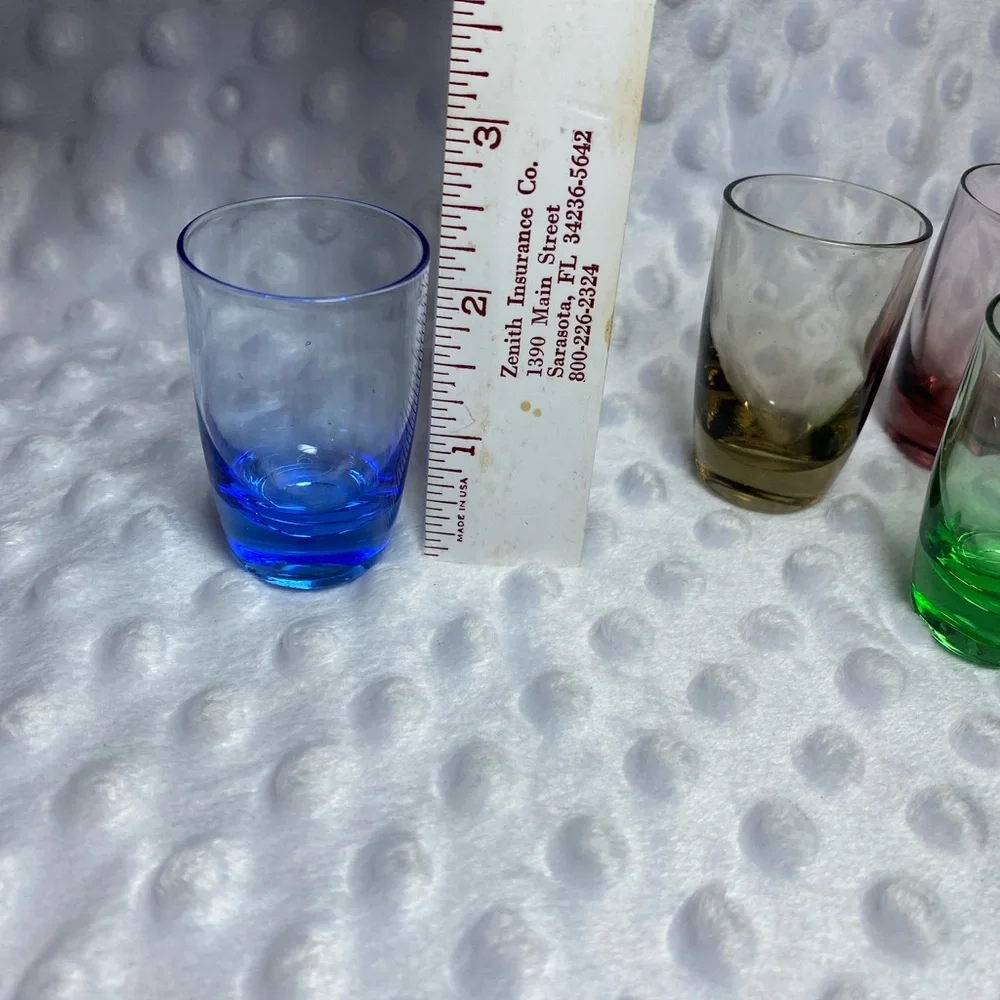 Vintage Sasaki Glass Colored Shot Glasses - set of 6